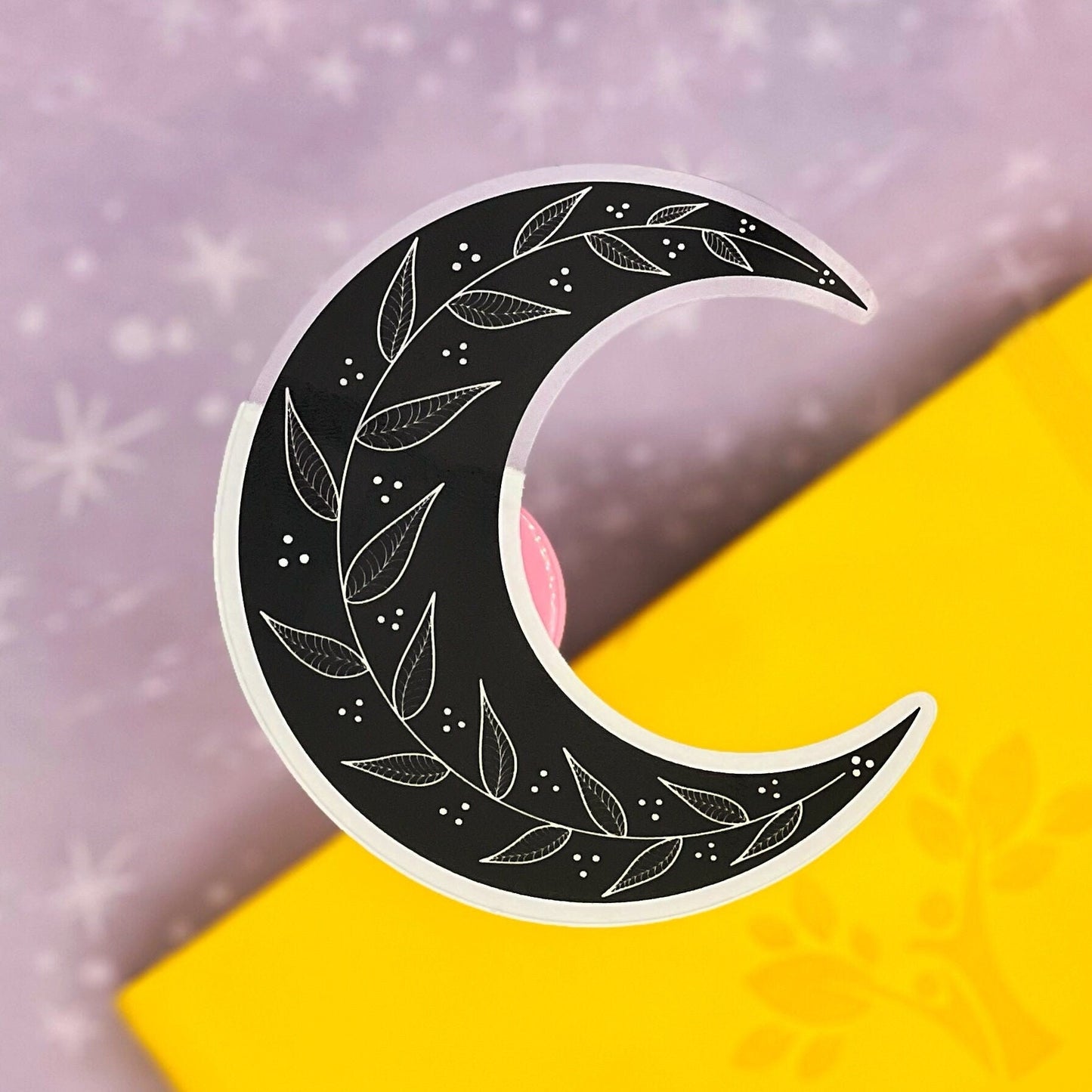 Transparent Foliage Moon Sticker