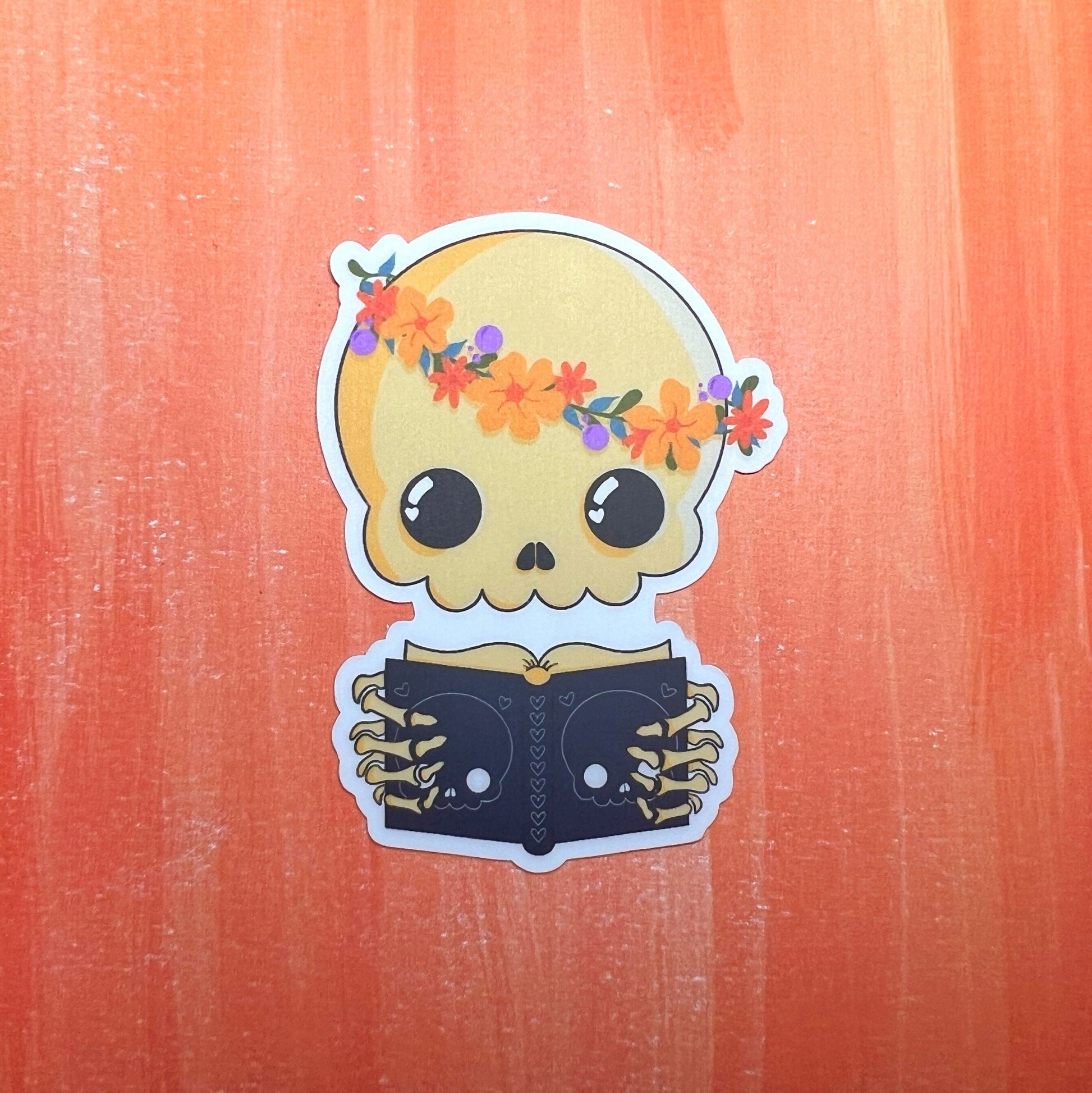Cute Skeleton Reading Matte Sticker