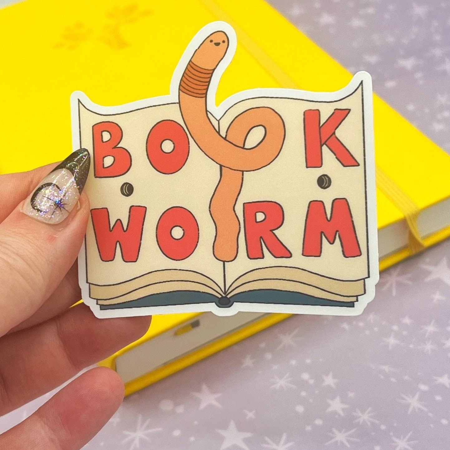 Book Worm Cute Sticker for Hydroflask, Unique Gifts for Readers, Gifts Under 5, Bookish Stickers, Book Lovers Stocking Stuffer