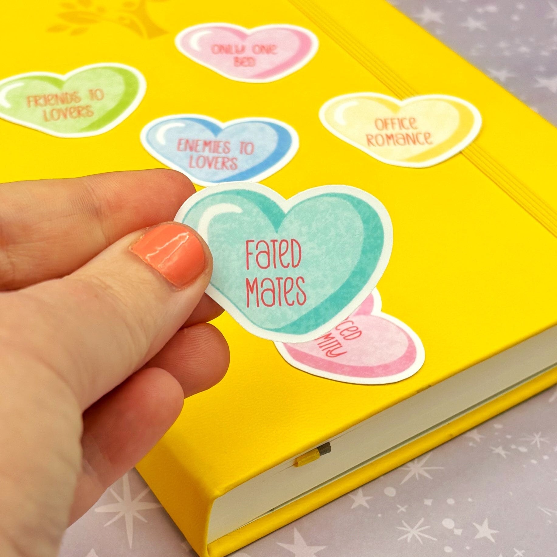 Romance Tropes Conversation Hearts Sticker Pack