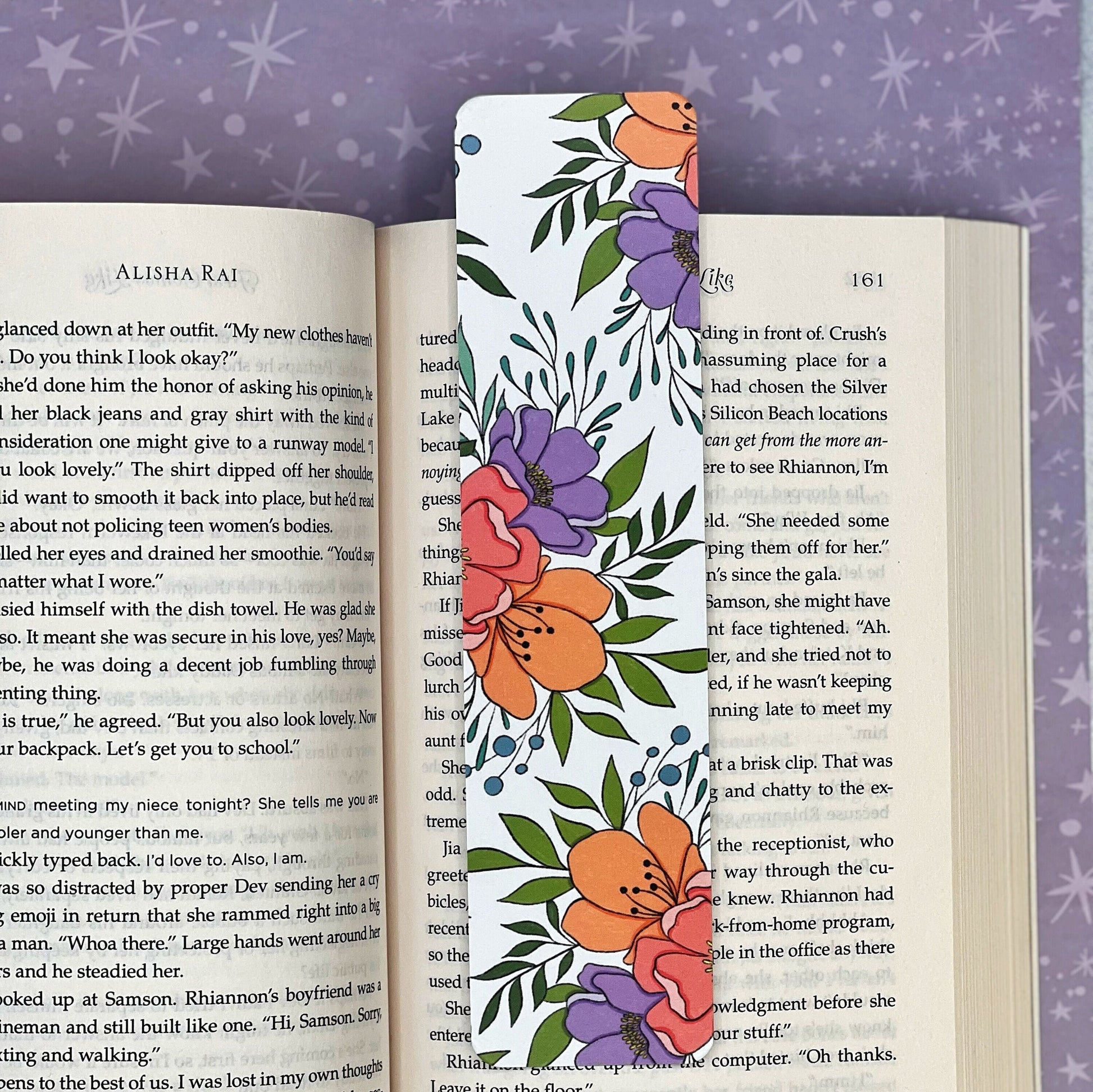 Coral Floral Hand Drawn Coated Matte Bookmark