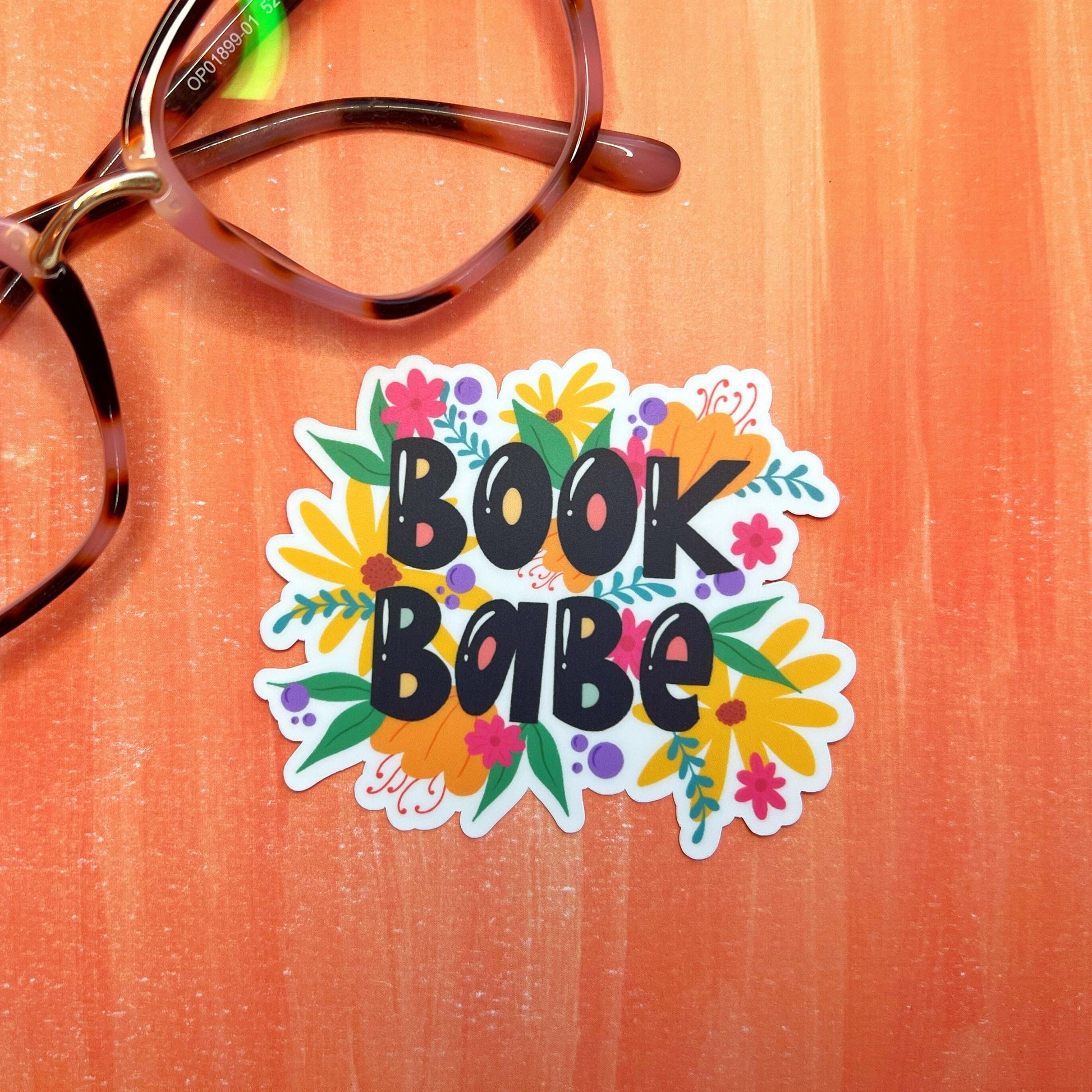 Book Babe Floral Matte Sticker