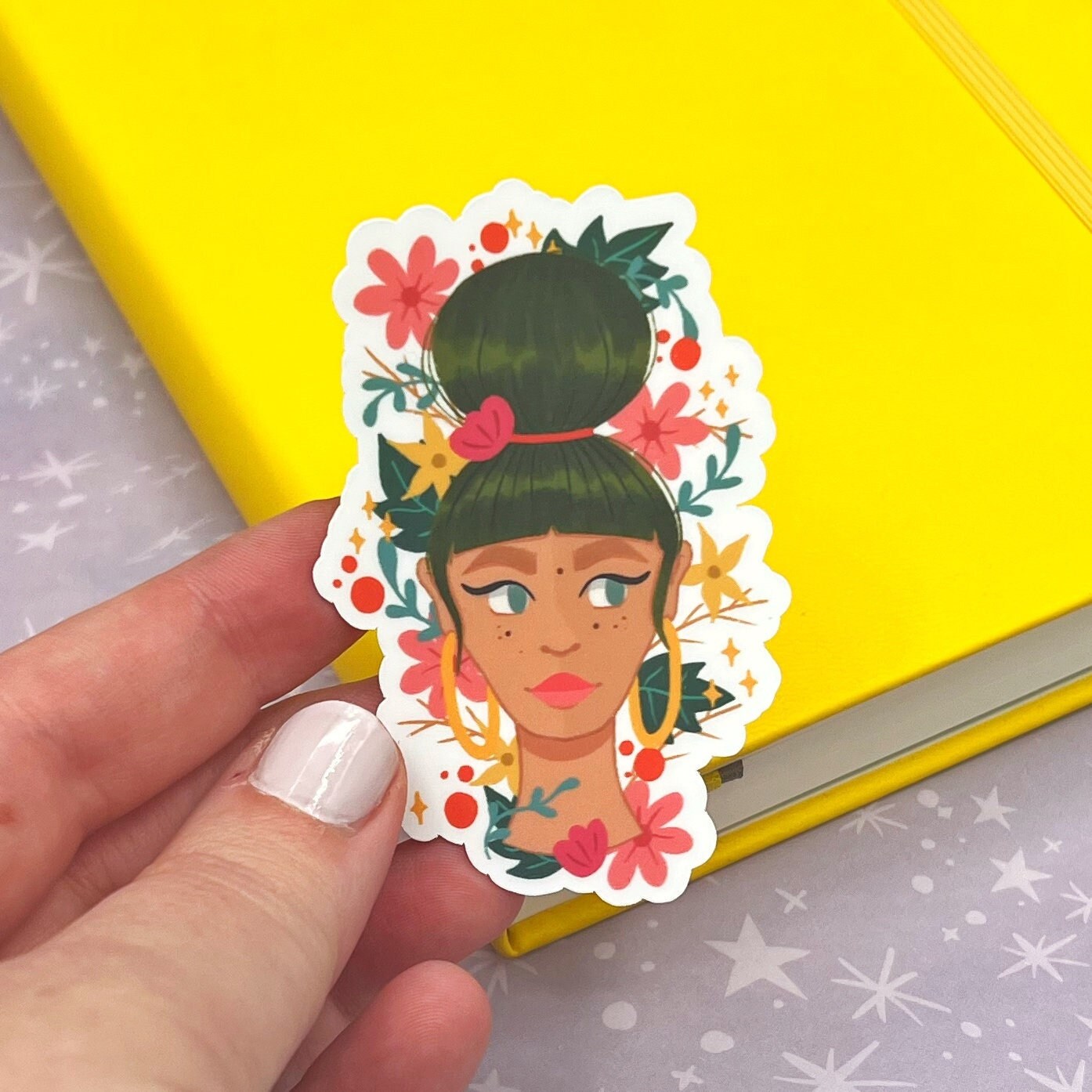 Green Hair Femme Matte Sticker