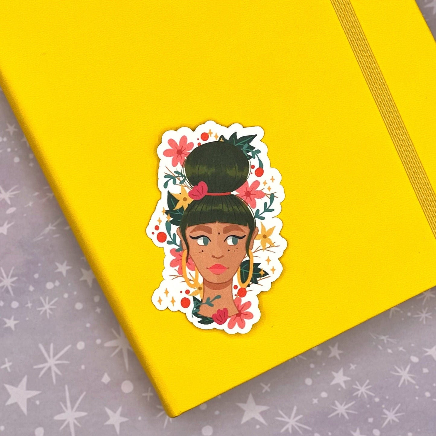 Green Hair Femme Matte Sticker