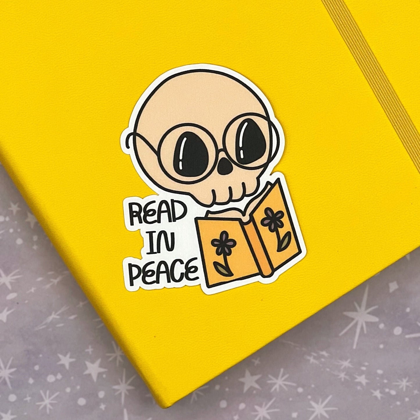 Read In Peace Cute Skull Sticker for Hydroflask, Unique Gifts for Readers, Gifts Under 5, Bookish Stickers, Book Lovers Stocking Stuffer