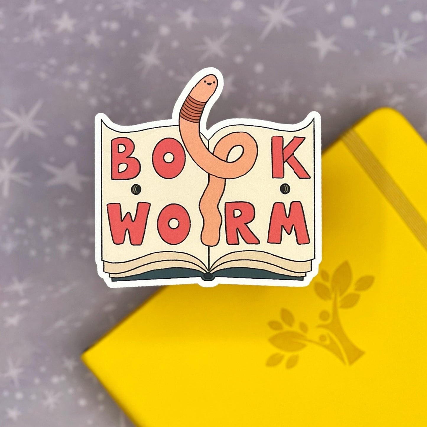 Book Worm Cute Sticker for Hydroflask, Unique Gifts for Readers, Gifts Under 5, Bookish Stickers, Book Lovers Stocking Stuffer