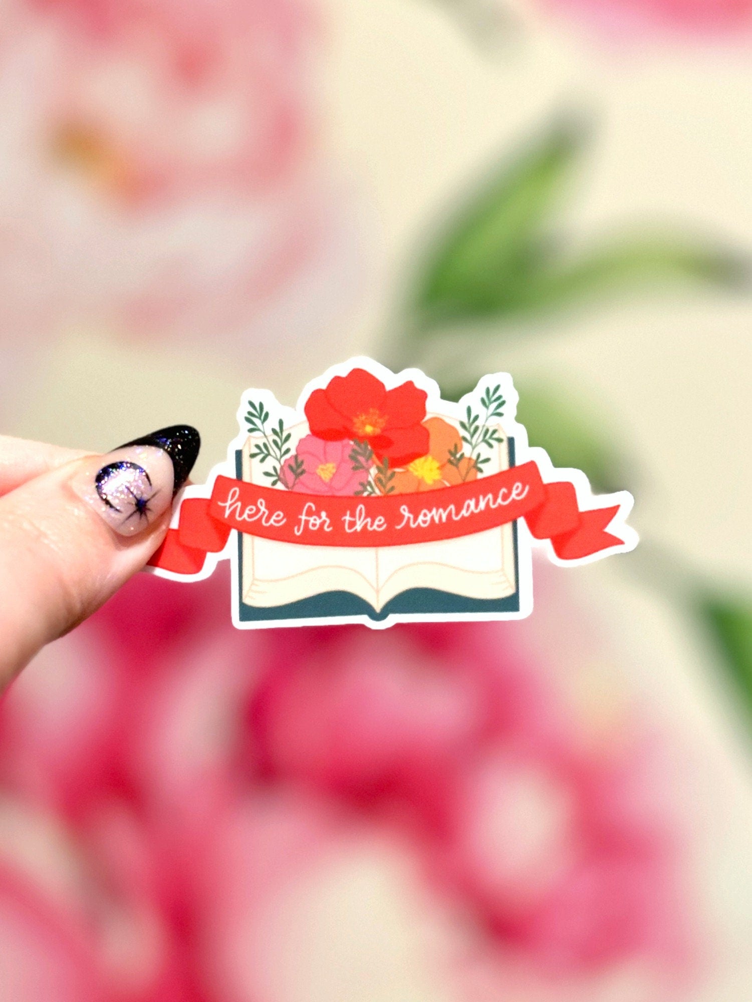 Here for the Romance Book matte water resistant vinyl sticker for book lover