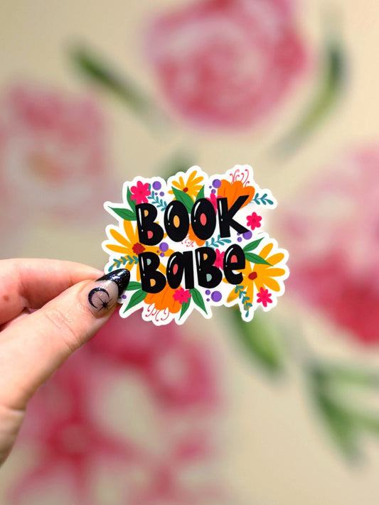 Book Babe Floral Matte Sticker