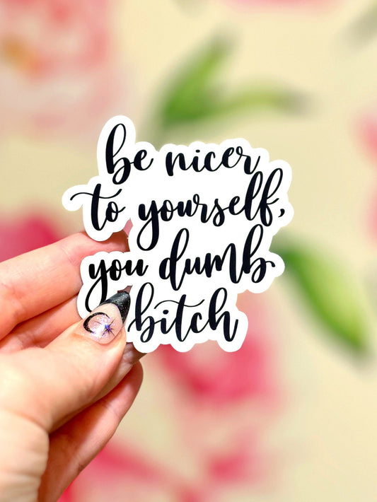 Be Nicer To Yourself You Dumb Bitch Matte Water Resistant Sticker