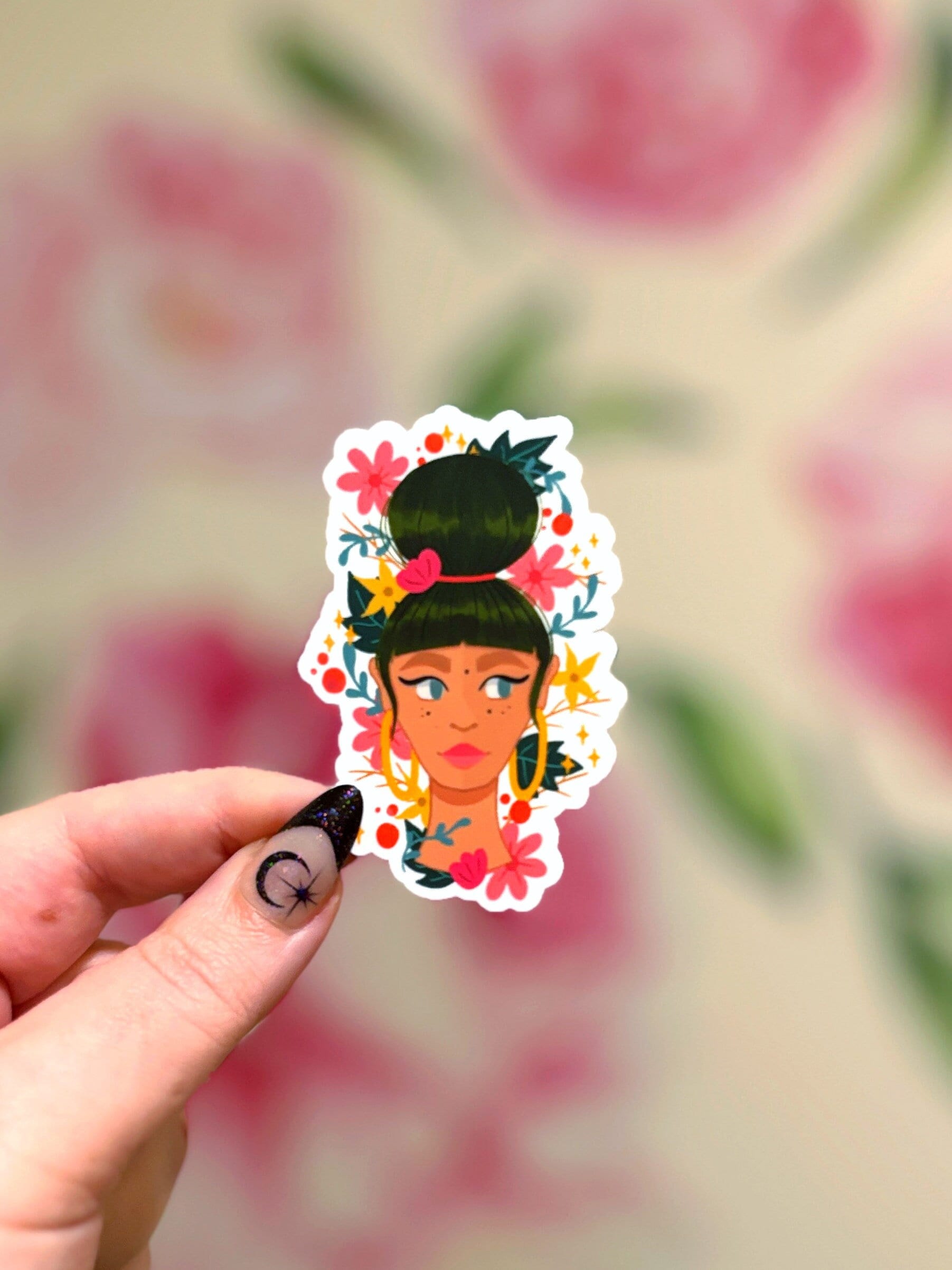 Green Hair Femme Matte Sticker