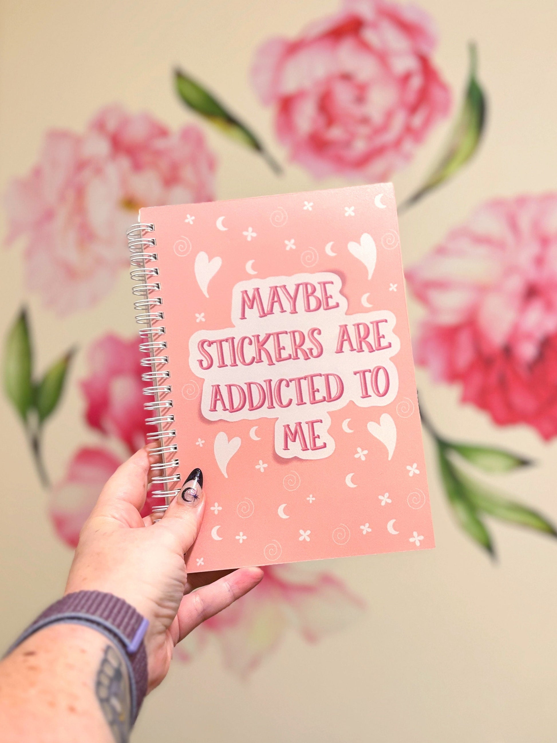 Maybe Stickers Are Addicted To Me Pink Reusable Sticker Book