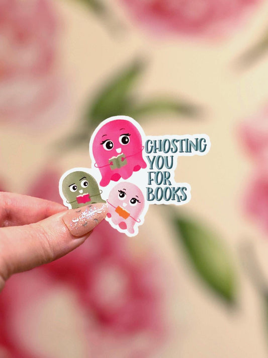 Ghosting You for Books Spooky Cute Vinyl Sticker for Book Lovers