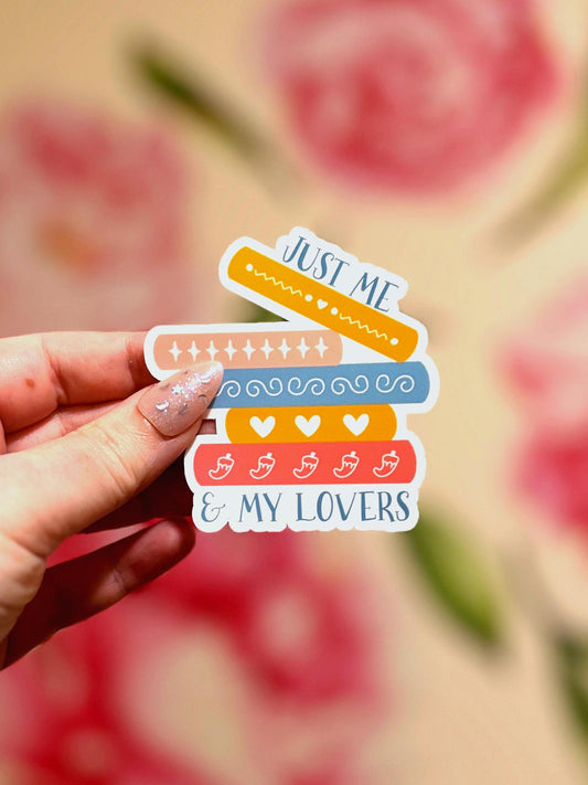 Just Me and My Lovers Bookish Matte Vinyl Sticker for Book Lover