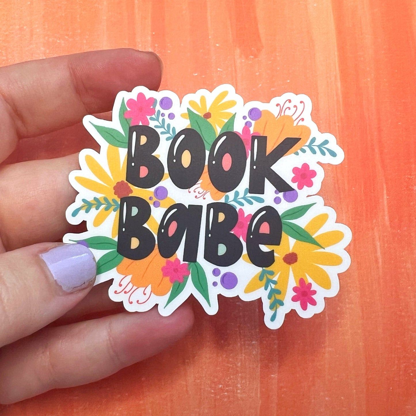Book Babe Floral Matte Sticker