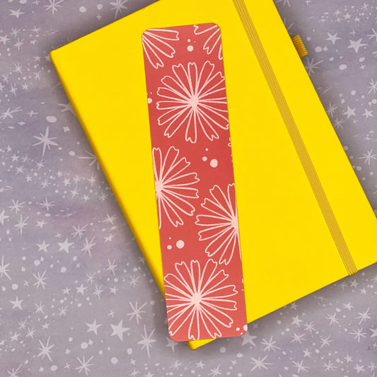 Pink Floral Hand Drawn Matte Coated Bookmark