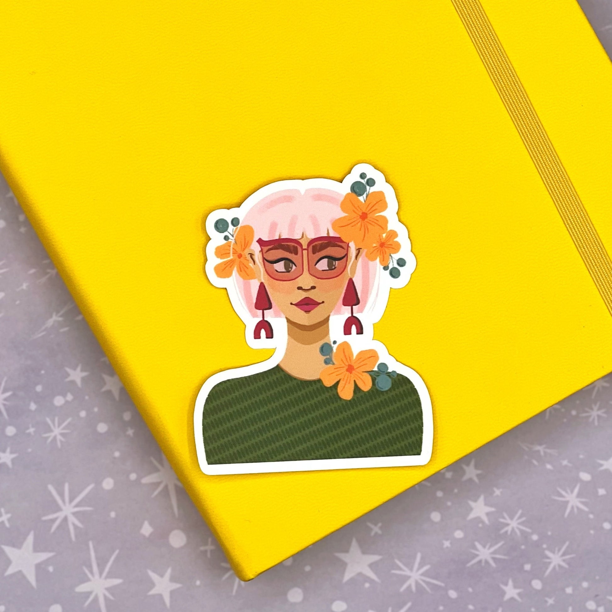 Pink Haired Femme Matte Sticker