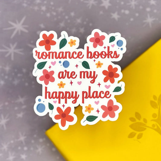 Romance Books are My Happy Place Sticker, Romance Book Lover Sticker, Gift for Reader, Stocking Stuffer for Sister, Spicy Booktok Sticker