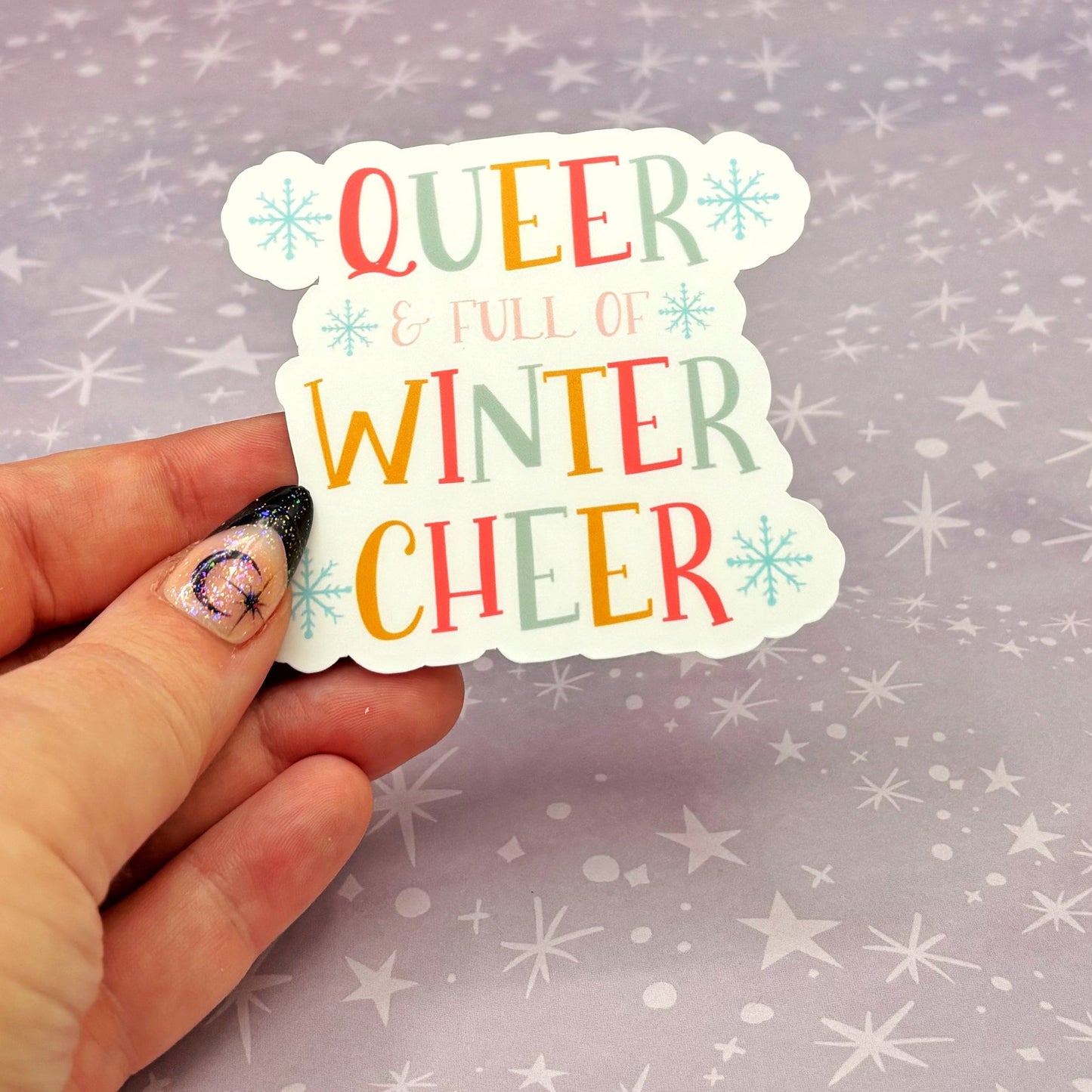 Queer and Full of Winter Cheer Matte Sticker, Queer Holiday Sticker, LGBTQ Sticker for Best Friend, Holiday Stickers for BFF, Gay sticker