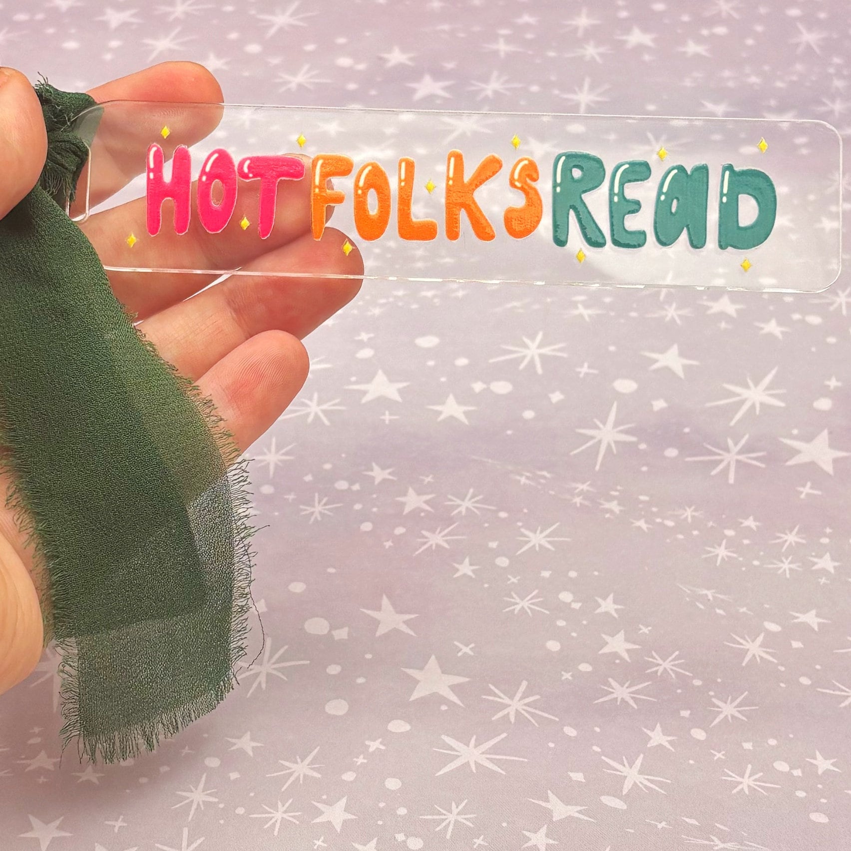 Hot Folks Read Acrylic Bookmark with Chiffon Ribbon, Bookmark for Book Lovers, Reading Lover Bookmark, Birthday Gift for Book Addict