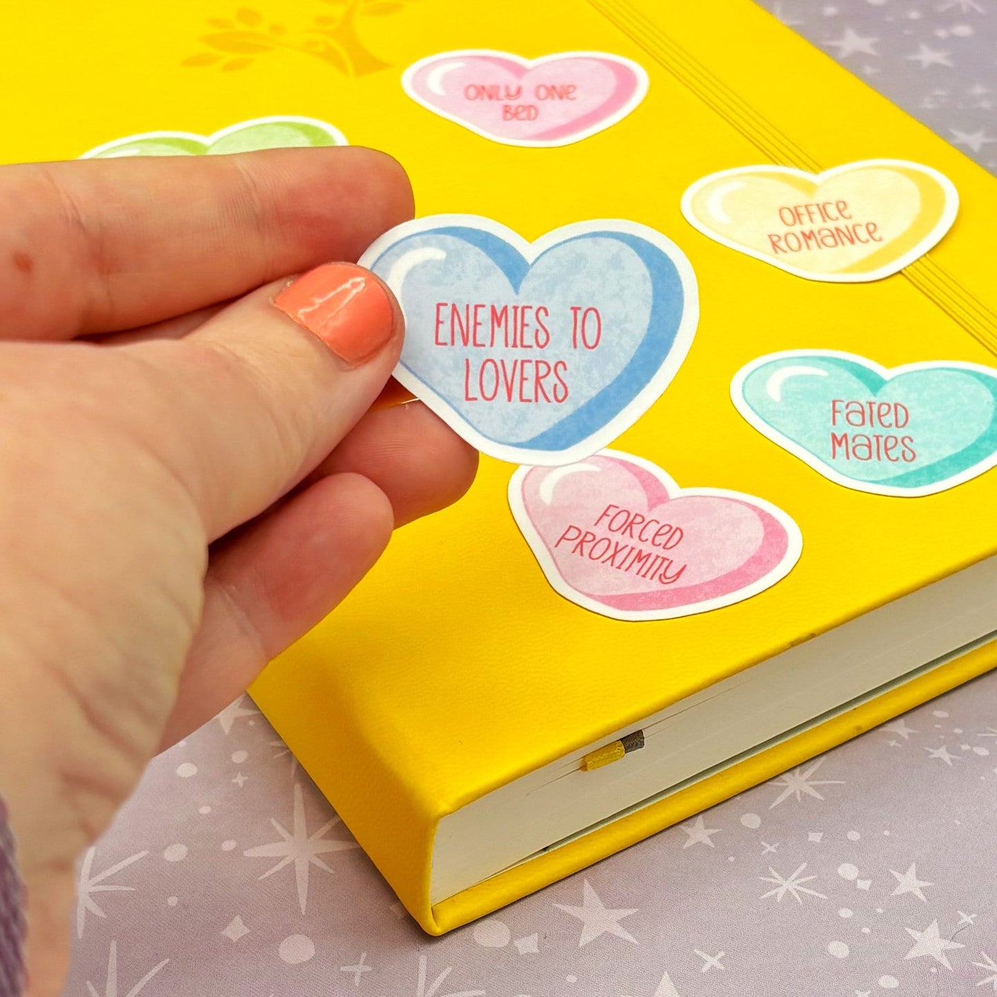 Romance Tropes Conversation Hearts Sticker Pack