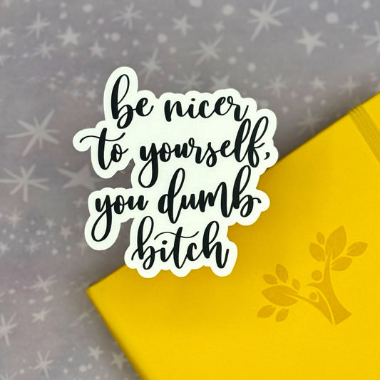 Be Nicer To Yourself You Dumb B*tch Matte Water Resistant Sticker