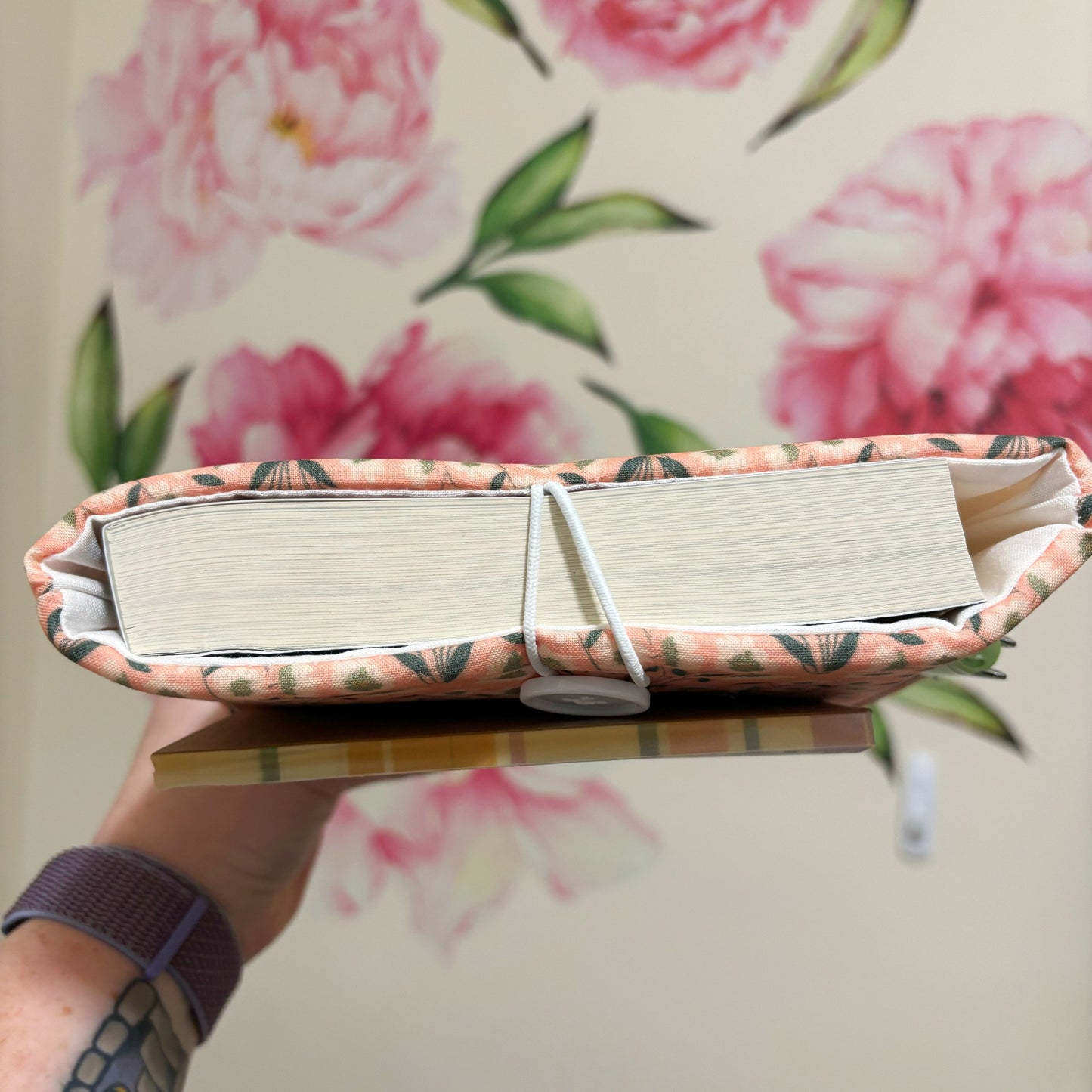 Pink and Green Floral Padded Book Sleeve for Reading Lover, Kindle User